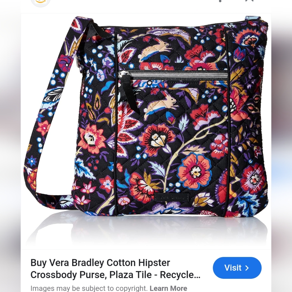 3PC@Vera Bradley Floral Crossbody Bag - Multicolor